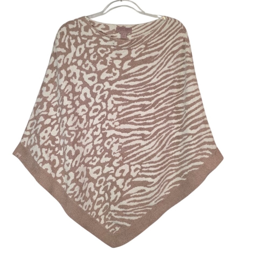 Barefoot Dreams Womens OS Poncho Tan Animal Print CozyChic Ultra Lite Wrap